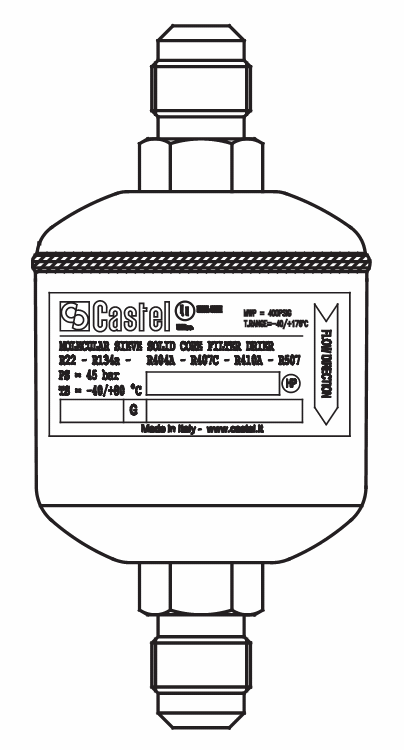 實心干燥過濾器4303/2,100%分子篩,SAE直螺紋接頭